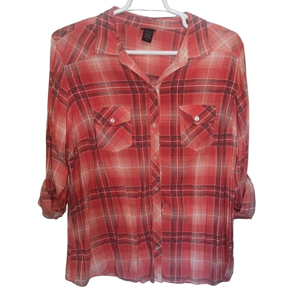 Torrid Red Plaid Button Down Shirt